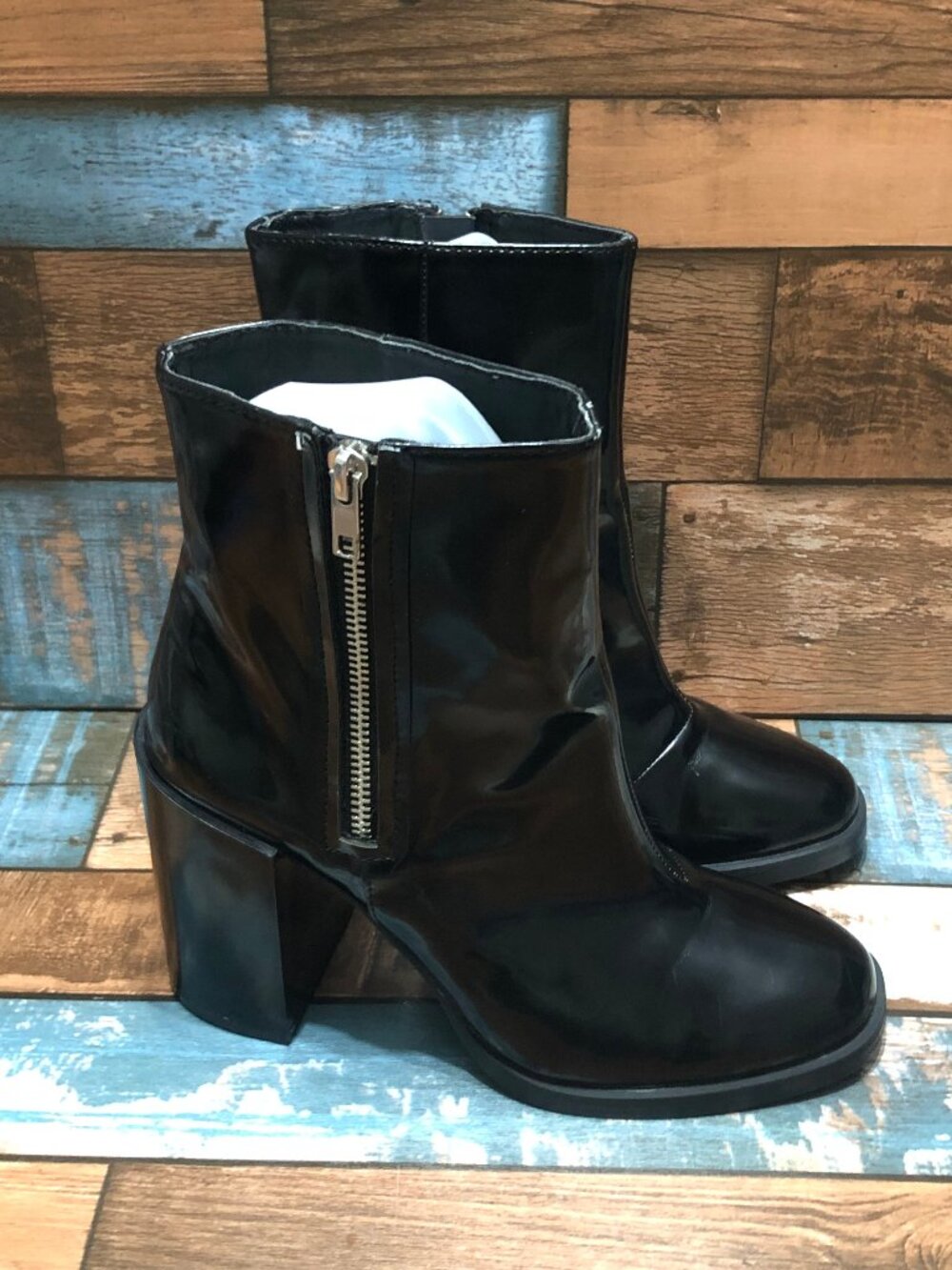 FOREVER 21 Boots Black Faux Leather Women's Size 7